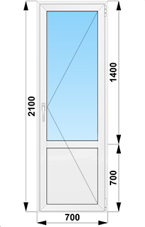 Балконная дверь поворотная с глухим низом 700x2100